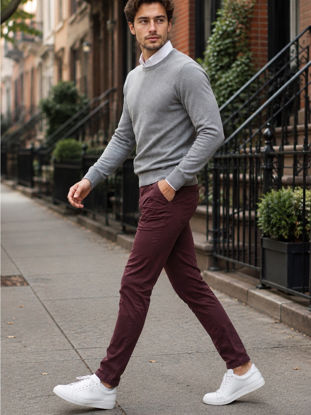 NEW BONOBOS Pants Men 31x30” Chino Slim Straight Burgundy Cotton Stretch Preppy - Picture 5 of 15